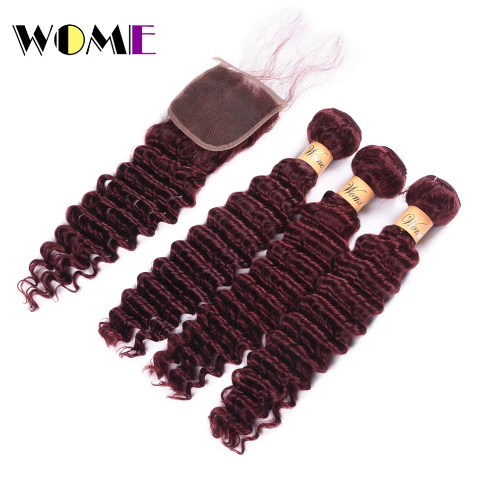WOME Pre-colored Deep Wave Bundles With Closure #99j 3 Pcs With Closure Raw Burmese Hair Weave Deep Wave Bundles With Closure
WOME Pre-colored Deep Wave Bundles With Closure #99j 3 Pcs With Closure Raw Burmese Hair Weave Deep Wave Bundles With Closure