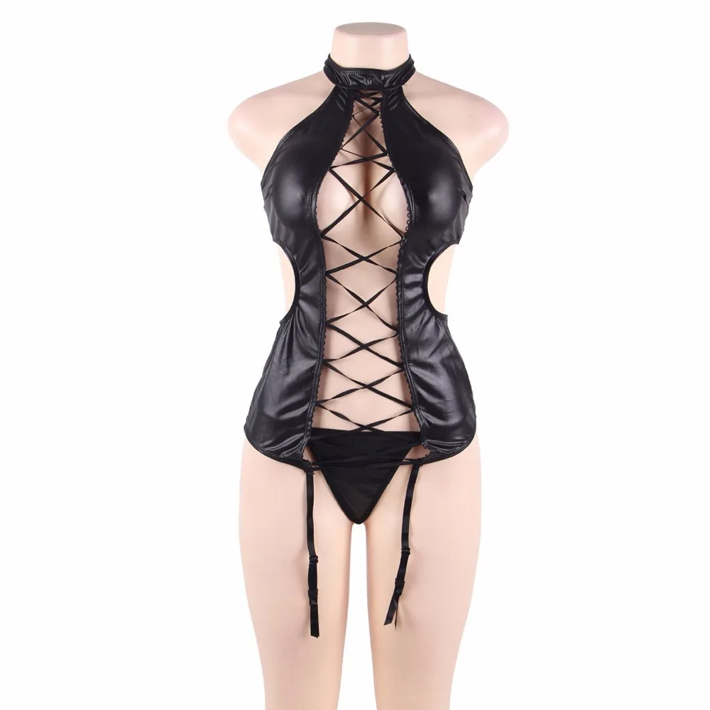 Sexy Faux Leather Front Open Body Teddies Bodysuit with Garter Belt Thong Fetish Lingerie Costume
Sexy Faux Leather Front Open Body Teddies Bodysuit with Garter Belt Thong Fetish Lingerie Costume