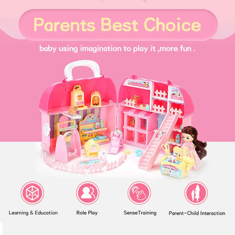 New Doll House Toys Diy Pet House With Appliance Models Portable Miniatures Furniture Puppy/Kitty For Kid Girl Handbag
New Doll House Toys Diy Pet House With Appliance Models Portable Miniatures Furniture Puppy/Kitty For Kid Girl Handbag