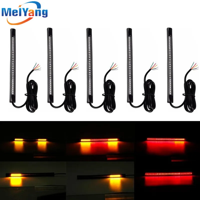 5pcs Motorcycle Light 48 LED Flexible Strip For Tail Brake Bulbs Stop Turn Signal Lights License Plate Lamp Red And Yellow 8inch
5pcs Motorcycle Light 48 LED Flexible Strip For Tail Brake Bulbs Stop Turn Signal Lights License Plate Lamp Red And Yellow 8inch