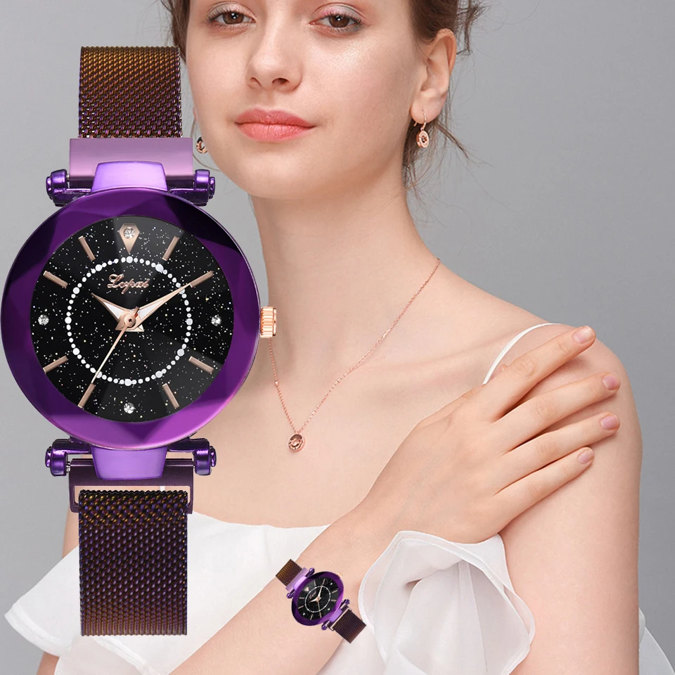 Luxury Mesh Ladies Clock Magnet Buckle Women Starry Sky Diamond Watches Geometric Surface Fashion Casual Dress Quartz Wristwatch
Luxury Mesh Ladies Clock Magnet Buckle Women Starry Sky Diamond Watches Geometric Surface Fashion Casual Dress Quartz Wristwatch