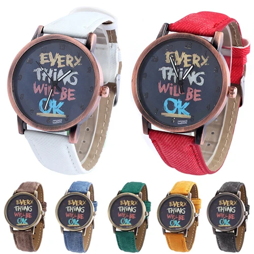 2015 New Men's Women's Every Thing Will Be Ok Denim Band Analog Quartz Dress Wrist Watch 6UJU
2015 New Men's Women's Every Thing Will Be Ok Denim Band Analog Quartz Dress Wrist Watch 6UJU