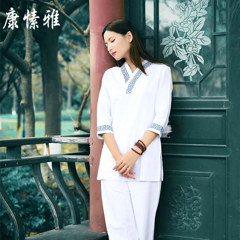 Women Yoga Wear Cotton Linen Loose Seven Cuff Yoga Top Wide Leg yoga pant Martial Arts Suit Tai Chi Uniform Meditation yoga Suit
Women Yoga Wear Cotton Linen Loose Seven Cuff Yoga Top Wide Leg yoga pant Martial Arts Suit Tai Chi Uniform Meditation yoga Suit