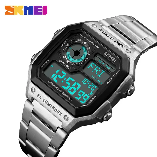 SKMEI 1382 Digital Watch Men Waterproof Pedometer Calorie Compass Multifunction Clock Men's Wristwatch Silver Male Watches 1382
SKMEI 1382 Digital Watch Men Waterproof Pedometer Calorie Compass Multifunction Clock Men's Wristwatch Silver Male Watches 1382