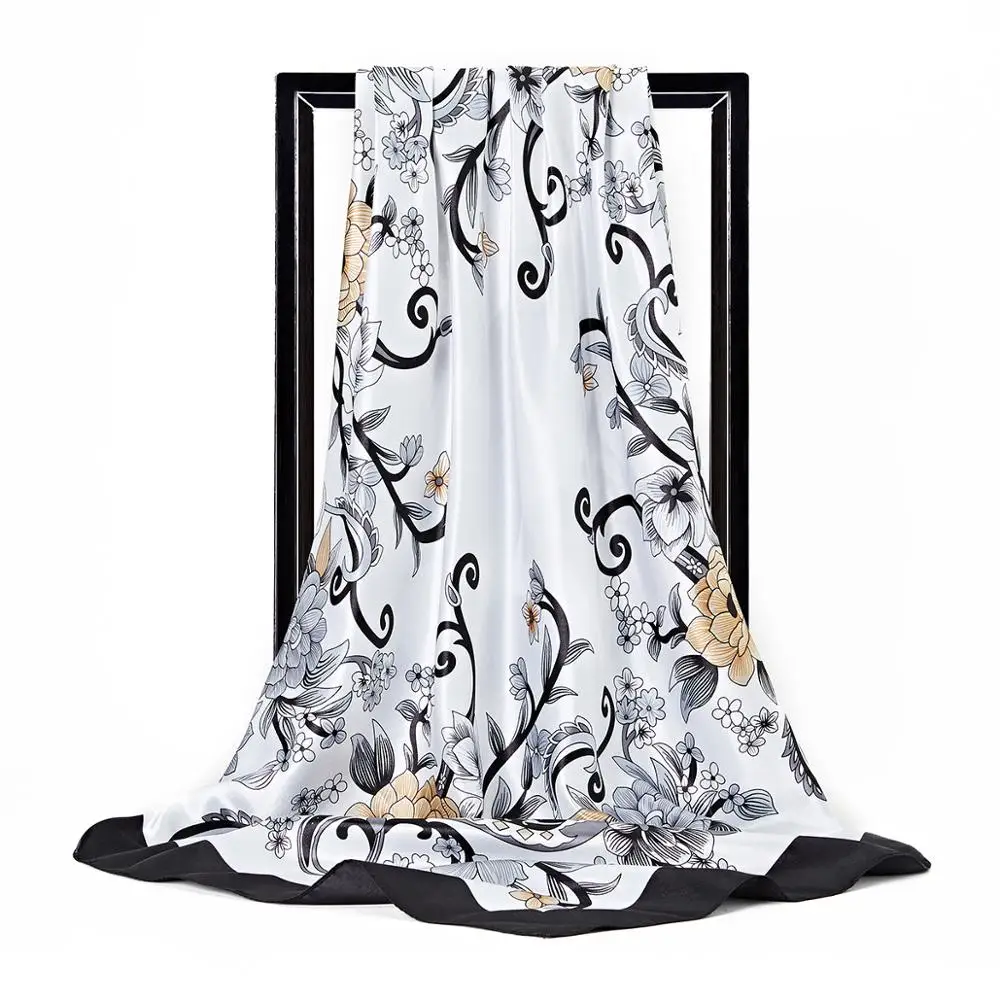 New Silk Scarf for Women Fashion Floral Print Foulard 90cm Square Bandana Ladies Head Neckerchief Brand Design Satin Hijab Scarf
New Silk Scarf for Women Fashion Floral Print Foulard 90cm Square Bandana Ladies Head Neckerchief Brand Design Satin Hijab Scarf