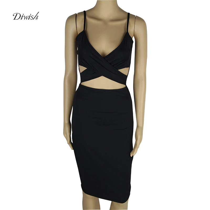 Diwish Bodycon Dress Women 2019 Spaghetti Strap Midi V-Neck Sexy Dress Cut Out White Black Party Dresses Women Evening Clubwear
Diwish Bodycon Dress Women 2019 Spaghetti Strap Midi V-Neck Sexy Dress Cut Out White Black Party Dresses Women Evening Clubwear