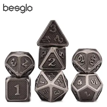 Batterworn Silver DnD Metal Polyhedral Dice with Black Pouch for Dungeons and Dragons RPG MTG Math Teaching
Batterworn Silver DnD Metal Polyhedral Dice with Black Pouch for Dungeons and Dragons RPG MTG Math Teaching