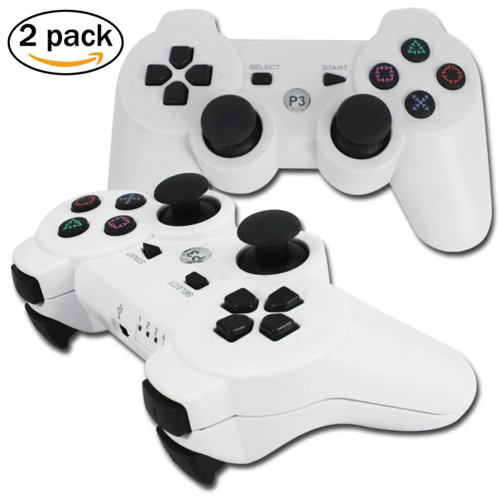 blueloong 2pcs and White Color Wireless Bluetooth Joystick Gamepad For Playstation 3 PS3 Controller + Free Shipping - Consumer Electronics