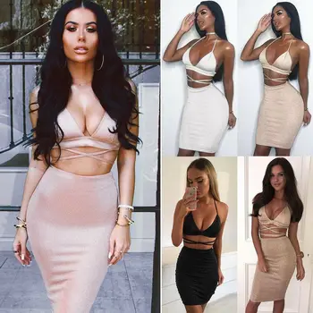 Hirigin Sexy Women Fashion Sleeveless V-Neck Bandage Bodycon Evening Party Club Short Mini Dress 
Hirigin Sexy Women Fashion Sleeveless V-Neck Bandage Bodycon Evening Party Club Short Mini Dress