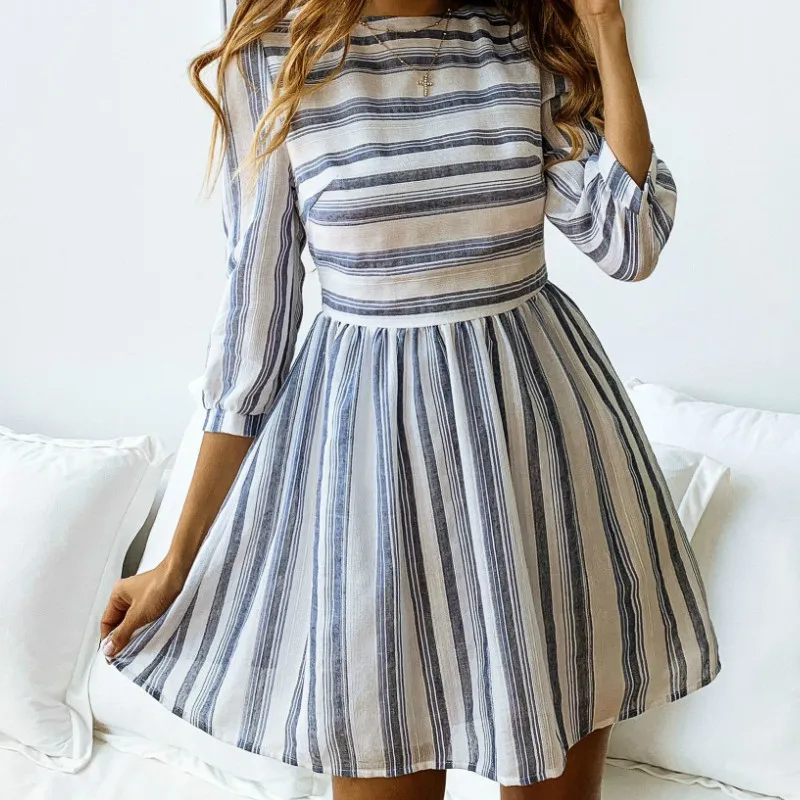 Fashion Empire Striped Dress England Style Women A-line Colorful Stripe Party Dress Spring Back Zipper Half Sleeve Dresses M0514
Fashion Empire Striped Dress England Style Women A-line Colorful Stripe Party Dress Spring Back Zipper Half Sleeve Dresses M0514