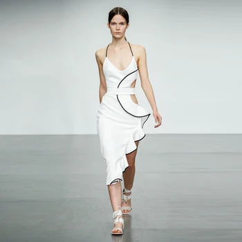Side Ruffle Runway Dress Women Spaghetti Strap Sleeveless Elegant Dress Bare Back Bodycon Waist Cut Out Party Gown Fashion Dress
Side Ruffle Runway Dress Women Spaghetti Strap Sleeveless Elegant Dress Bare Back Bodycon Waist Cut Out Party Gown Fashion Dress
