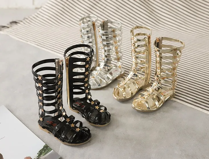 2019 Summer 3 Colors Children Knee Boots Gladiator Kid Flat Glitter Star Zipper PU Shoes Baby Girl Cut-Outs Hollow Roman Sandals
2019 Summer 3 Colors Children Knee Boots Gladiator Kid Flat Glitter Star Zipper PU Shoes Baby Girl Cut-Outs Hollow Roman Sandals