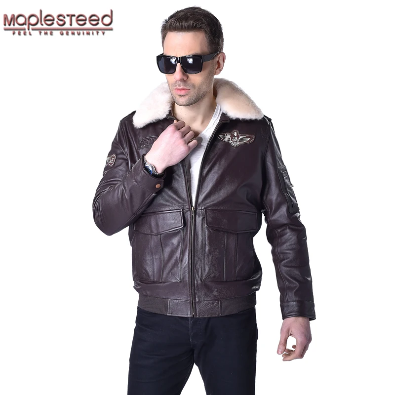 MAPLESTEED Genuine Leather Jacket Men Pilot Jacket Flight Aviator Coat 100% Cowhide Fur Collar Mens Leather Jacket Winter 177
MAPLESTEED Genuine Leather Jacket Men Pilot Jacket Flight Aviator Coat 100% Cowhide Fur Collar Mens Leather Jacket Winter 177