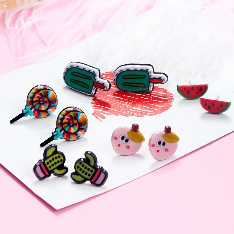 NEW Janpanese Cartoon Doll Cactus Ice Cream Lollipop Watermelon Stud Earrings Sweet cute temperament earrings girl jewelry gift
NEW Janpanese Cartoon Doll Cactus Ice Cream Lollipop Watermelon Stud Earrings Sweet cute temperament earrings girl jewelry gift