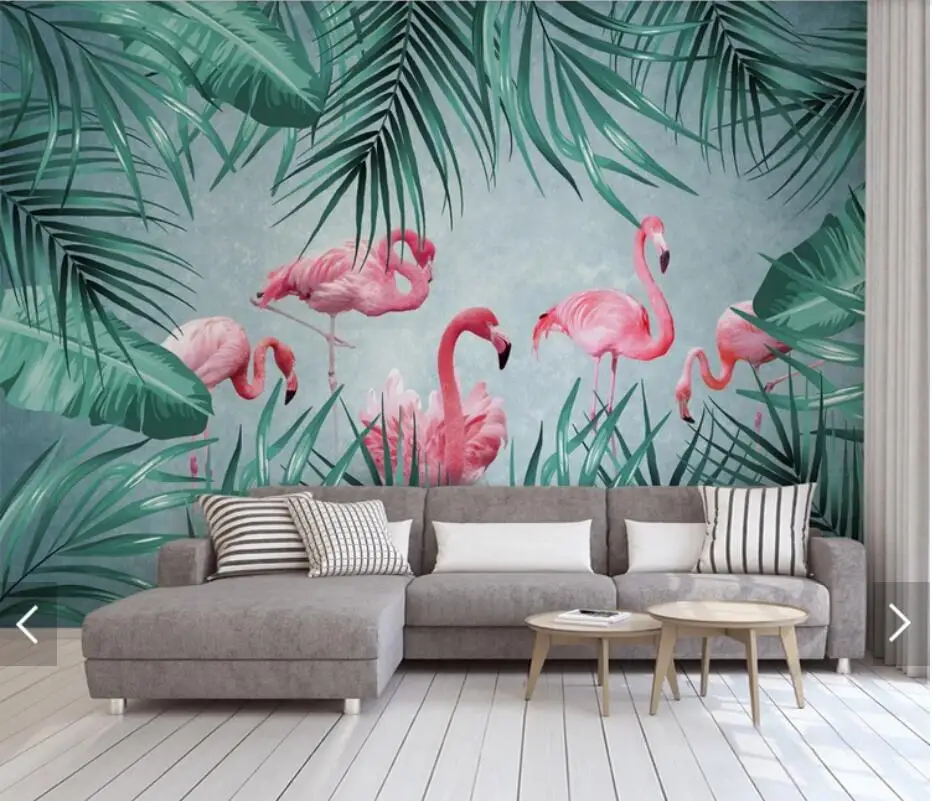 Tropical pink wall mural Flamingo wallpaper custom Printed Removable Self Adhesive paper by coloray Tropical pink wall mural Flamingo wallpaper custom Printed Removable Self Adhesive paper by coloray