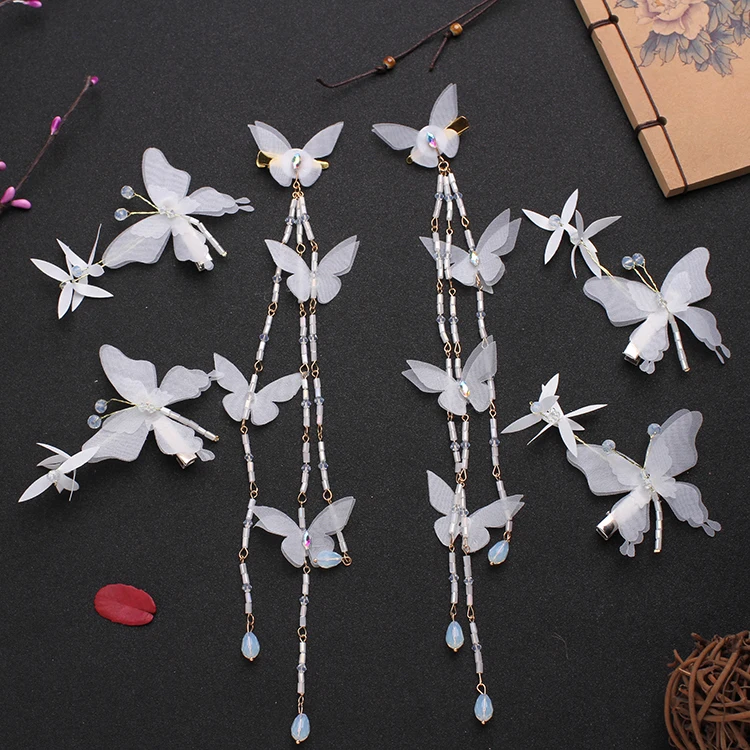 Costume Hanfu Headdress White Butterfly Hairpin Japanese and Korean Earrings Set Hair Accessories
Costume Hanfu Headdress White Butterfly Hairpin Japanese and Korean Earrings Set Hair Accessories