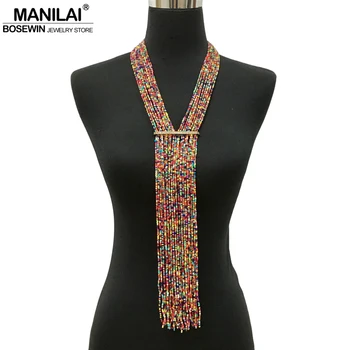 MANILAI 11 Colors Beaded Tassel Statement Necklaces & Pendants Bohemia Handmade Jewelry Beads Long Necklaces For Women
MANILAI 11 Colors Beaded Tassel Statement Necklaces & Pendants Bohemia Handmade Jewelry Beads Long Necklaces For Women
