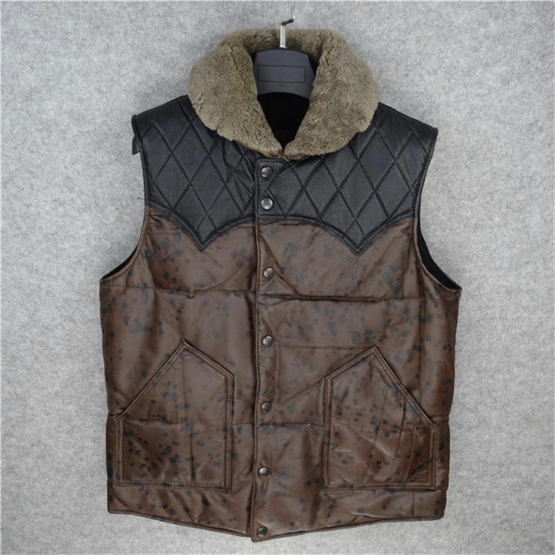 Cow skin vest men's cowhide leather vest mens duck feather down vest warm leather vest
Cow skin vest men's cowhide leather vest mens duck feather down vest warm leather vest