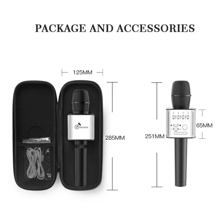 Original brand MicGeek Q9 Bluetooth Karaoke Microphone Wireless Professional Player speaker With Carring Case For Iphone Android_13