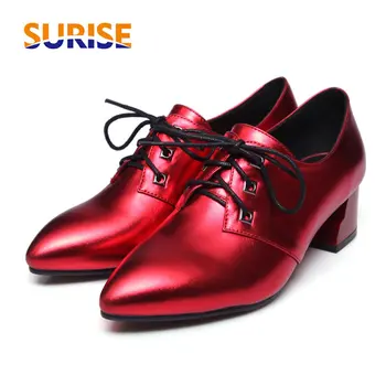 British Women Derbies Red Metalic PU Leather 5cm Mid Thick Block Heel Pointed Toe Pumps Retro Oxford Casual Brogue Lace-up Shoes
British Women Derbies Red Metalic PU Leather 5cm Mid Thick Block Heel Pointed Toe Pumps Retro Oxford Casual Brogue Lace-up Shoes
