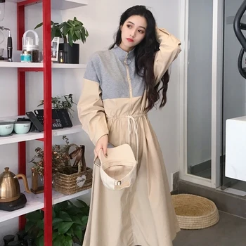 Korean Elegant Summer Woman Splice Dress Zip Sporty Style Waist Sweater Dress Stand Collar Casual Vintage Vestidos
Korean Elegant Summer Woman Splice Dress Zip Sporty Style Waist Sweater Dress Stand Collar Casual Vintage Vestidos