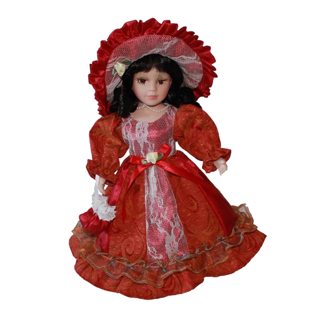 30cm Victorian Ceramic Female Doll with Long Princess Dress Suit Home Decor 30cm Victorian Ceramic Female Doll with Long Princess Dress Suit Home Decor