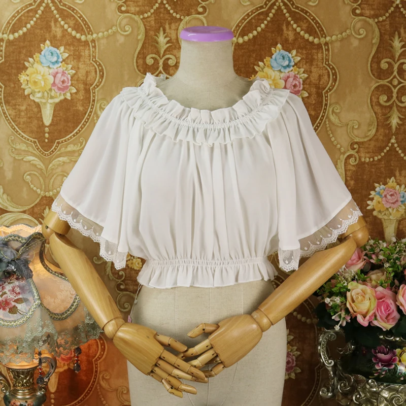 Vintage sweet lolita shirt palace lace flying sleeve victorian shirt loose slash neck kawaii girl gothic lolita top loli cos
Vintage sweet lolita shirt palace lace flying sleeve victorian shirt loose slash neck kawaii girl gothic lolita top loli cos