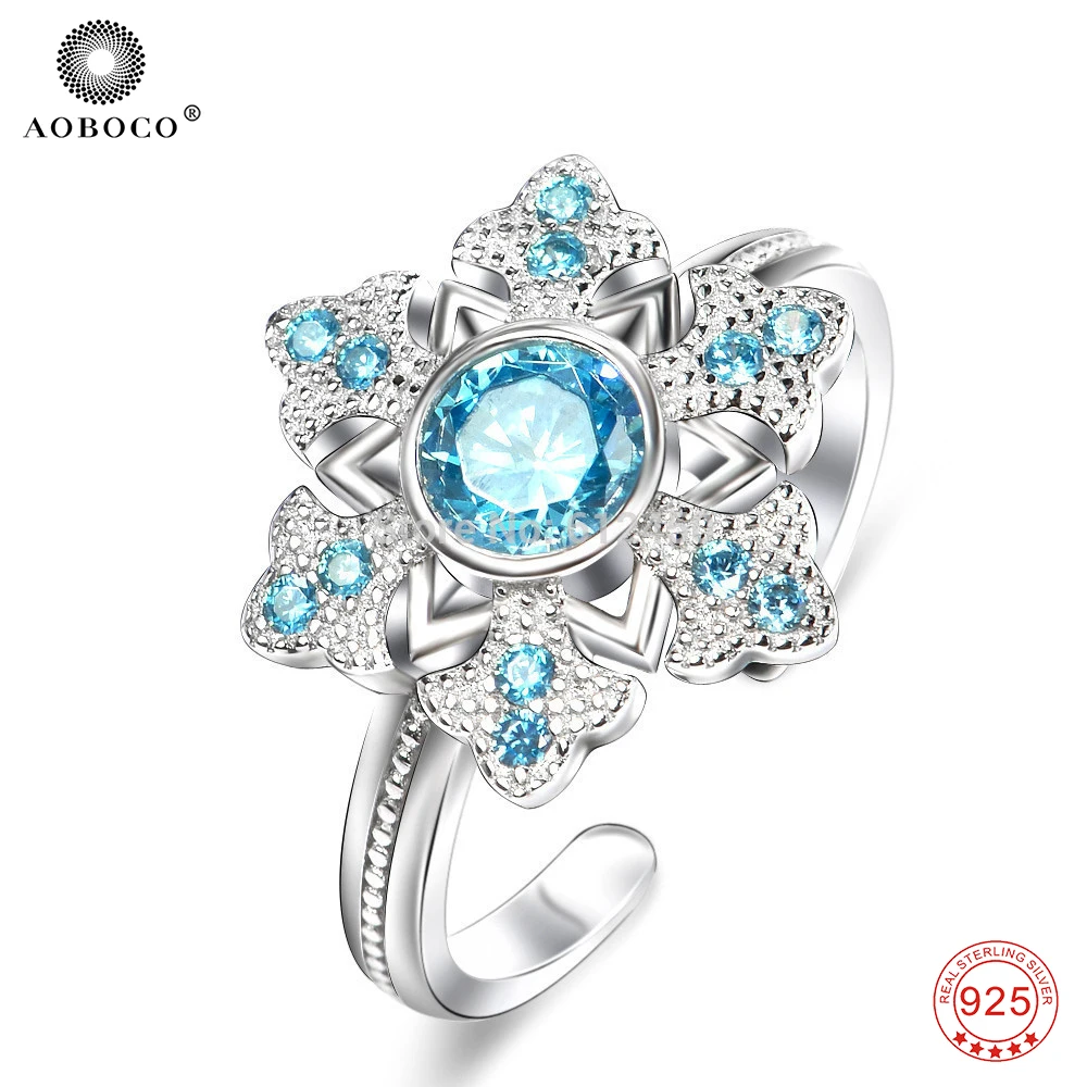 Rings Women Snowflake Pattern Real Pure 925 Sterling Silver Ring Shiny Blue Open Adjustable Engagement Rings For Women GNJ0559
Rings Women Snowflake Pattern Real Pure 925 Sterling Silver Ring Shiny Blue Open Adjustable Engagement Rings For Women GNJ0559
