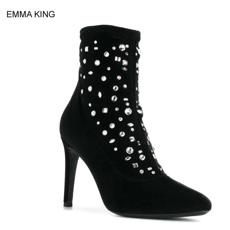 Spring New Fashion Thin High Heels Ankle Boots Women Crystal Pointed Toe Elegant Shoes Woman Ladies Winter Slip On Botas Mujer
Spring New Fashion Thin High Heels Ankle Boots Women Crystal Pointed Toe Elegant Shoes Woman Ladies Winter Slip On Botas Mujer