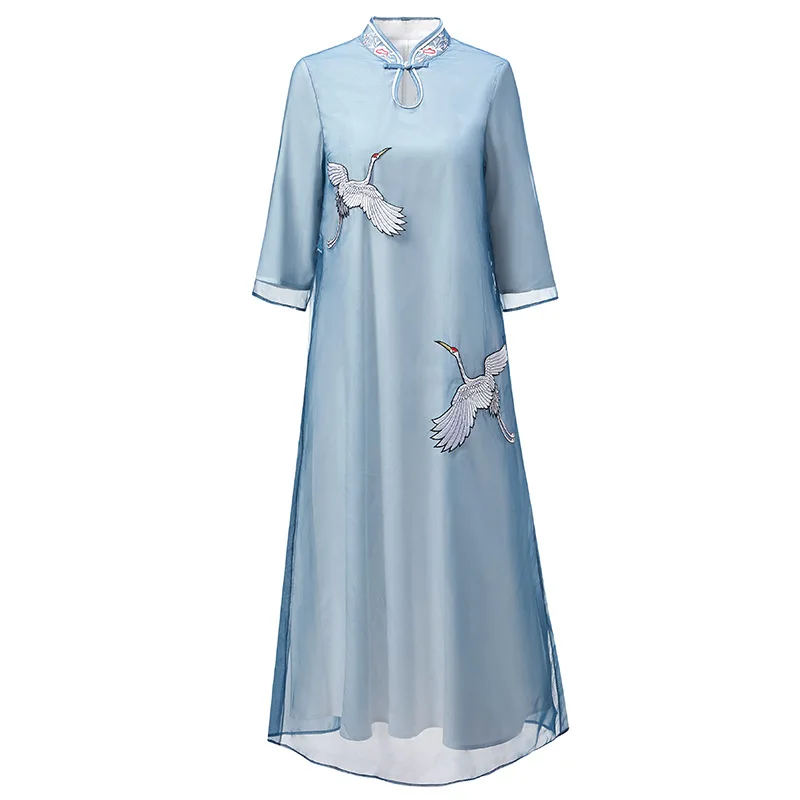 2019 early spring new Chinese style organza crane crane embroidery retro improved cheongsam dress in the long dresses
2019 early spring new Chinese style organza crane crane embroidery retro improved cheongsam dress in the long dresses