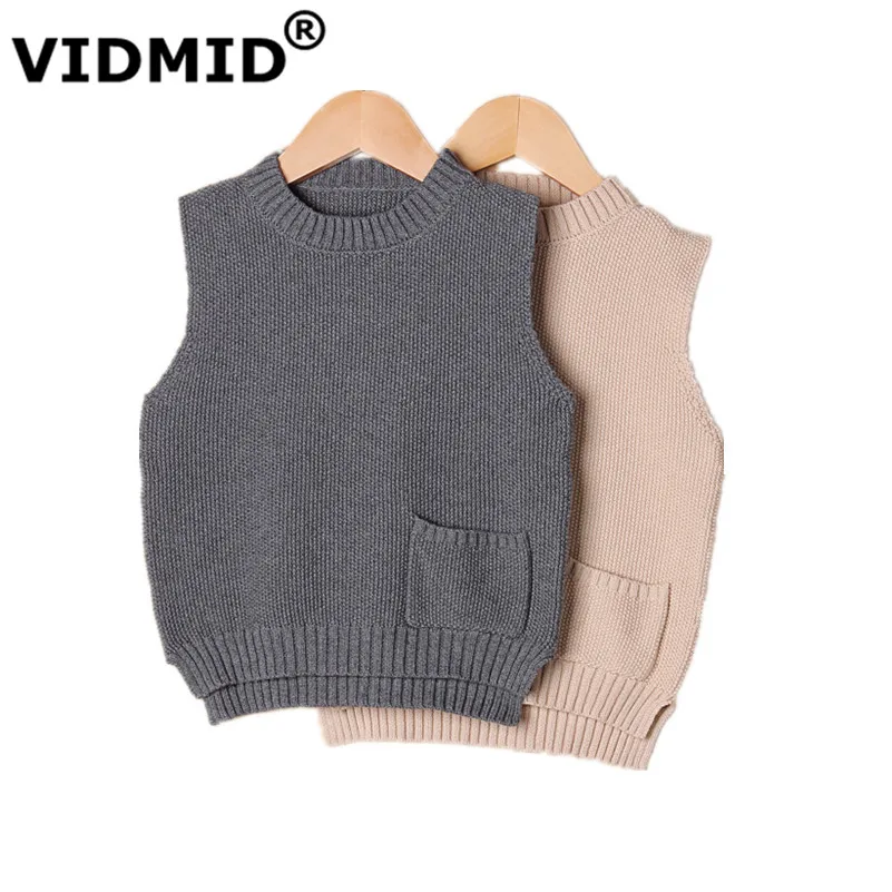 VIDMID Children\'s Sweater Vest Casual Spring Autumn Baby boys and Girls Fashion Sleeveless Woolen Solid Pullovers Kids 7012 03