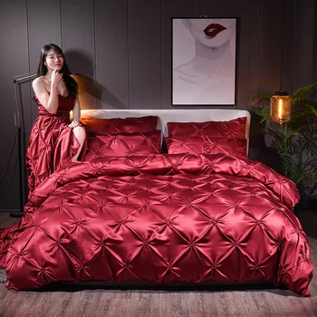 Multi Color Bedding Silk Like Satin Pintuck Duvet Cover Set Chic Pinch Pleated Bedding Sets with bed sheet Pillow shams 4Pcs
Multi Color Bedding Silk Like Satin Pintuck Duvet Cover Set Chic Pinch Pleated Bedding Sets with bed sheet Pillow shams 4Pcs