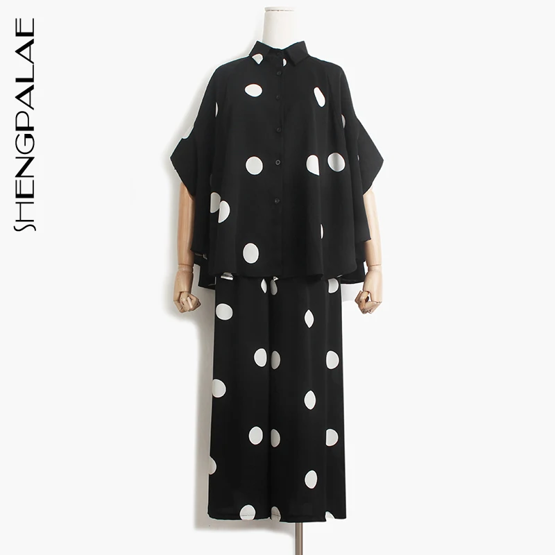 SHENGPALAE 2019 Dot Printing Suit Turn-down Collar Short Sleeve Top + Wide Leg Bottoms Summer Women Loose Set FN6170
SHENGPALAE 2019 Dot Printing Suit Turn-down Collar Short Sleeve Top + Wide Leg Bottoms Summer Women Loose Set FN6170
