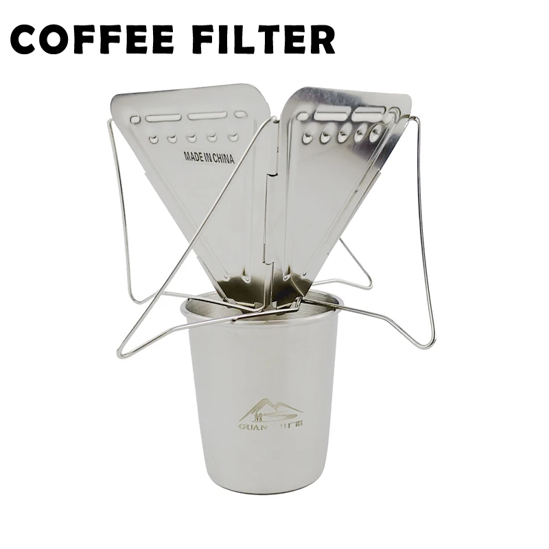 Outdoor camping coffee drip stand 304 stainless steel foldable portable coffee stove / cup filter
Outdoor camping coffee drip stand 304 stainless steel foldable portable coffee stove / cup filter