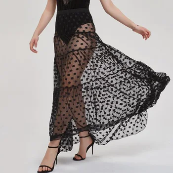 Black Long Tulle Skirt Sexy See Through High Waist Polka Dot Print Mesh Skirt Floor Length Summer Beach Long Maxi Prom Skirts
Black Long Tulle Skirt Sexy See Through High Waist Polka Dot Print Mesh Skirt Floor Length Summer Beach Long Maxi Prom Skirts
