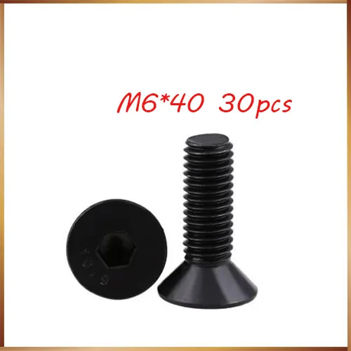 30 шт. M6x40 мм M6 * 40 плоская головка с потайной головкой черная класс 10 9 легированная