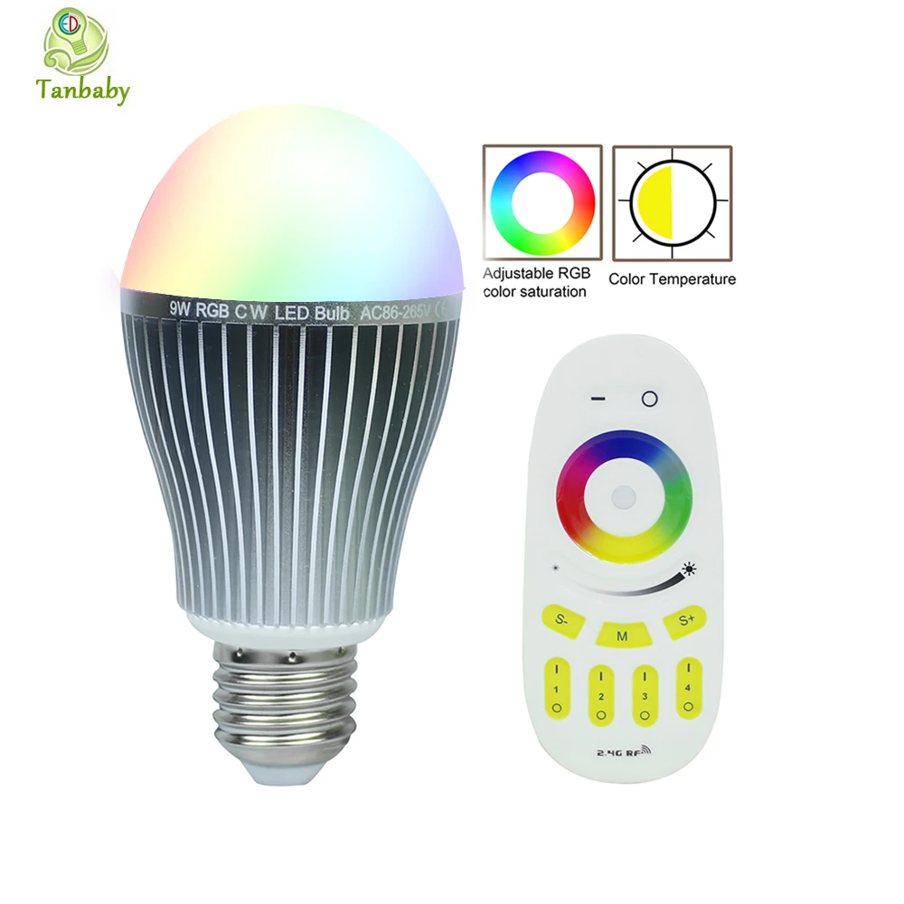 Tanbaby Mi.light RGBWW RGBW 9W led bulb E27 AC85-265V dimmable light lamp with 2.4G 4 Zone wireless RGB remote controller
Tanbaby Mi.light RGBWW RGBW 9W led bulb E27 AC85-265V dimmable light lamp with 2.4G 4 Zone wireless RGB remote controller