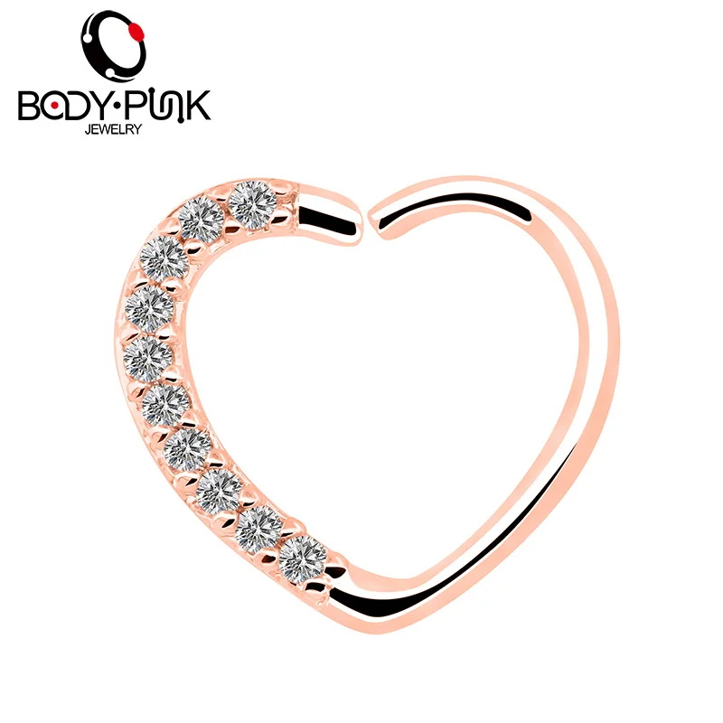 Heart Right Closure Daith Cartil Tragus Hinged Segment Ring Piercing Body Jewelry Nose Septum Lip Nipple 16 Gauge Cartilage Ring   (22)