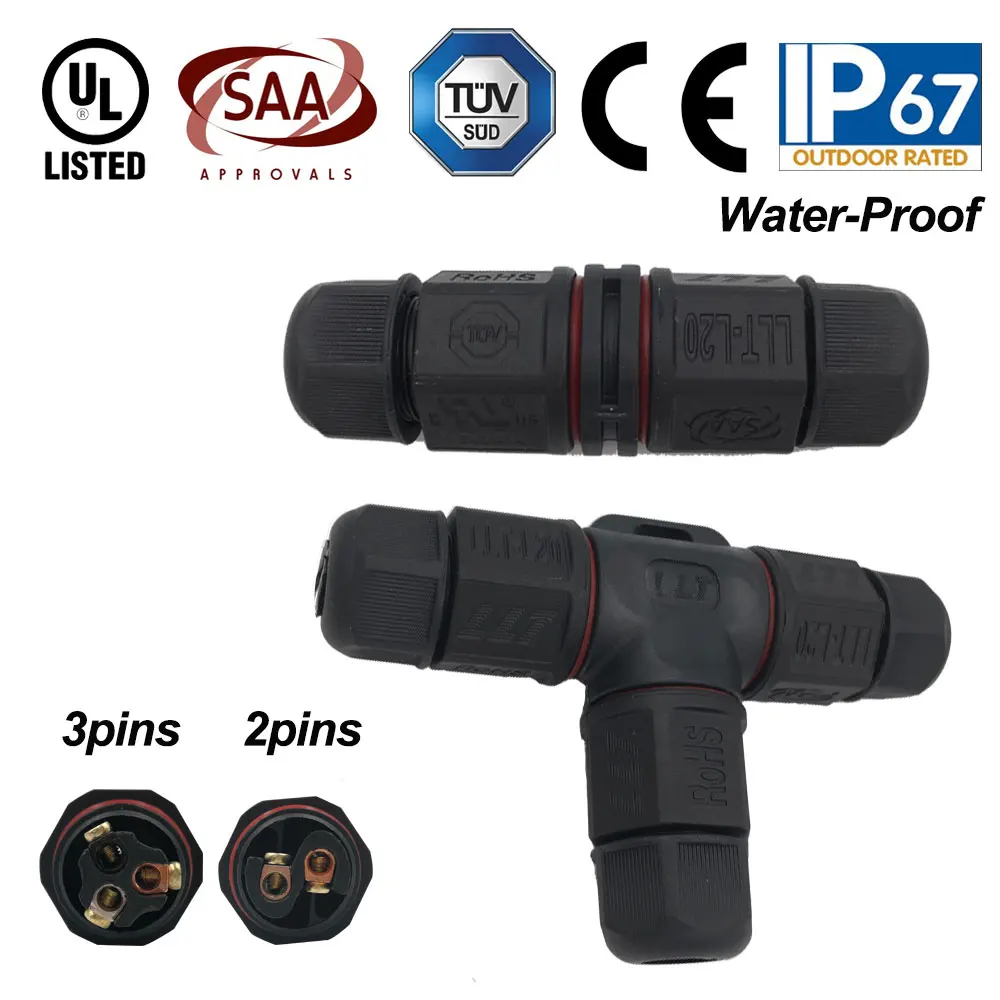 IP67 Waterproof Connector 2 Pin 3 Pin Electrical Terminal Wire Adapter Connector Screw and Soldering Pin connector for LED Light
IP67 Waterproof Connector 2 Pin 3 Pin Electrical Terminal Wire Adapter Connector Screw and Soldering Pin connector for LED Light