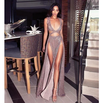 New Style Elegant Hollow Out Long Party Dress Sexy V Neck Cross Backless High Slit Women Sequin Dress Celebrity Evening Vestidos
New Style Elegant Hollow Out Long Party Dress Sexy V Neck Cross Backless High Slit Women Sequin Dress Celebrity Evening Vestidos