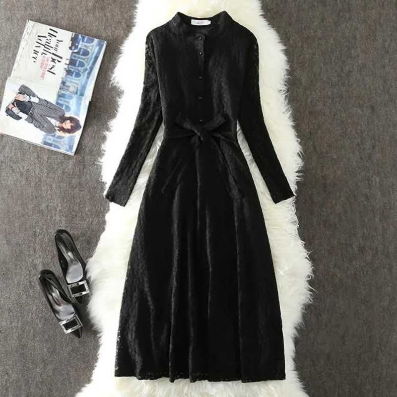 2019 Spring Autumn Women Dress Vintage Long Sleeve Lace Dress Elegant Slim Single-breasted Long Party Dresses Vestidos
2019 Spring Autumn Women Dress Vintage Long Sleeve Lace Dress Elegant Slim Single-breasted Long Party Dresses Vestidos