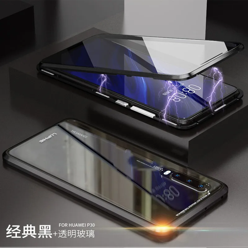 P30 PRO LUPHIE 360 градусов Полный Магнитный чехол для huaweip30 Передняя Задняя стеклянная
