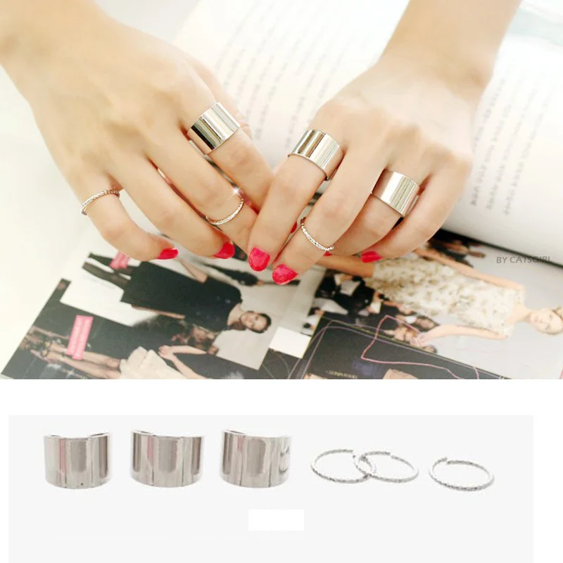6Pcs/set Simple Design Metal Silver Polished Surface Simple Wide Joints Opening Rings Set #52577
6Pcs/set Simple Design Metal Silver Polished Surface Simple Wide Joints Opening Rings Set #52577
