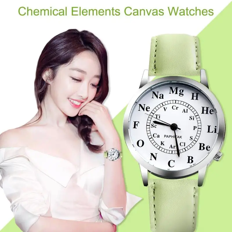 Waterproof Canvas Strap Quartz Watch Women Chemical Element Dial Wristwatch Wrist Watch High Quality Clock Retro Design
Waterproof Canvas Strap Quartz Watch Women Chemical Element Dial Wristwatch Wrist Watch High Quality Clock Retro Design