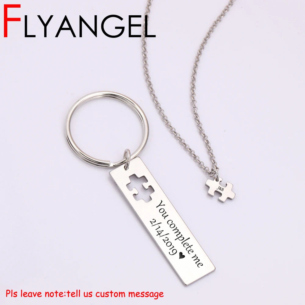 FLYANGEL 1 Set Custom Name Initial And Date Necklace Keychain Jewelry Puzzle You Complete Me For Girlfriend Boyfriend Gifts
FLYANGEL 1 Set Custom Name Initial And Date Necklace Keychain Jewelry Puzzle You Complete Me For Girlfriend Boyfriend Gifts