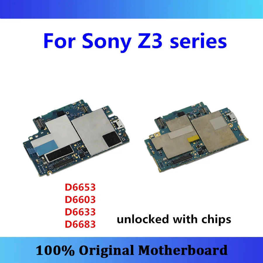 Original logic board unlocked for Sony Xperia Z3 mother board D6653/D6603/D6633/D6683 motherboard with chips mainboard Android
Original logic board unlocked for Sony Xperia Z3 mother board D6653/D6603/D6633/D6683 motherboard with chips mainboard Android