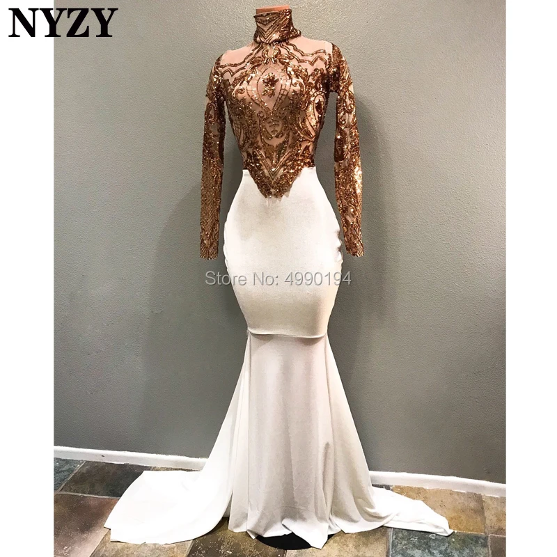 NYZY P60 Long Sleeves Prom Dresses 2019 Sexy Sequin Gown White Mermaid Dress for Graduation Party Evening
NYZY P60 Long Sleeves Prom Dresses 2019 Sexy Sequin Gown White Mermaid Dress for Graduation Party Evening