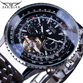 Jaragar Automatic Mechanical Fashion Men Male Watches Aviation Toubillon Silver Calendar Luxury Stainless Steel Band Wrist Watch
Jaragar Automatic Mechanical Fashion Men Male Watches Aviation Toubillon Silver Calendar Luxury Stainless Steel Band Wrist Watch