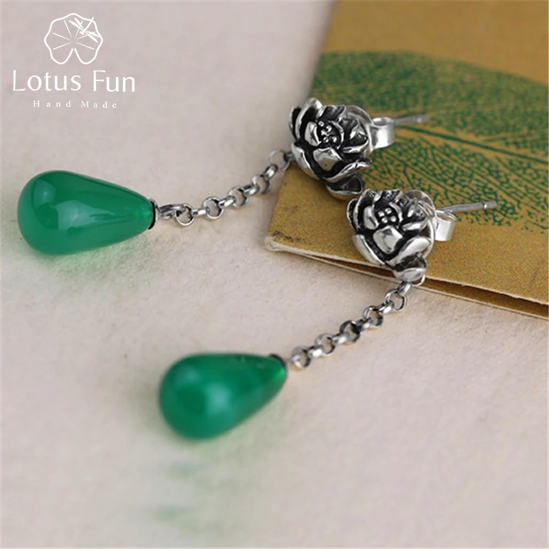 Lotus Fun Real 925 Sterling Silver Natural Agate Original Handmade Fine Jewelry Water Drop Lotus Drop Earrings for Women Brincos
Lotus Fun Real 925 Sterling Silver Natural Agate Original Handmade Fine Jewelry Water Drop Lotus Drop Earrings for Women Brincos