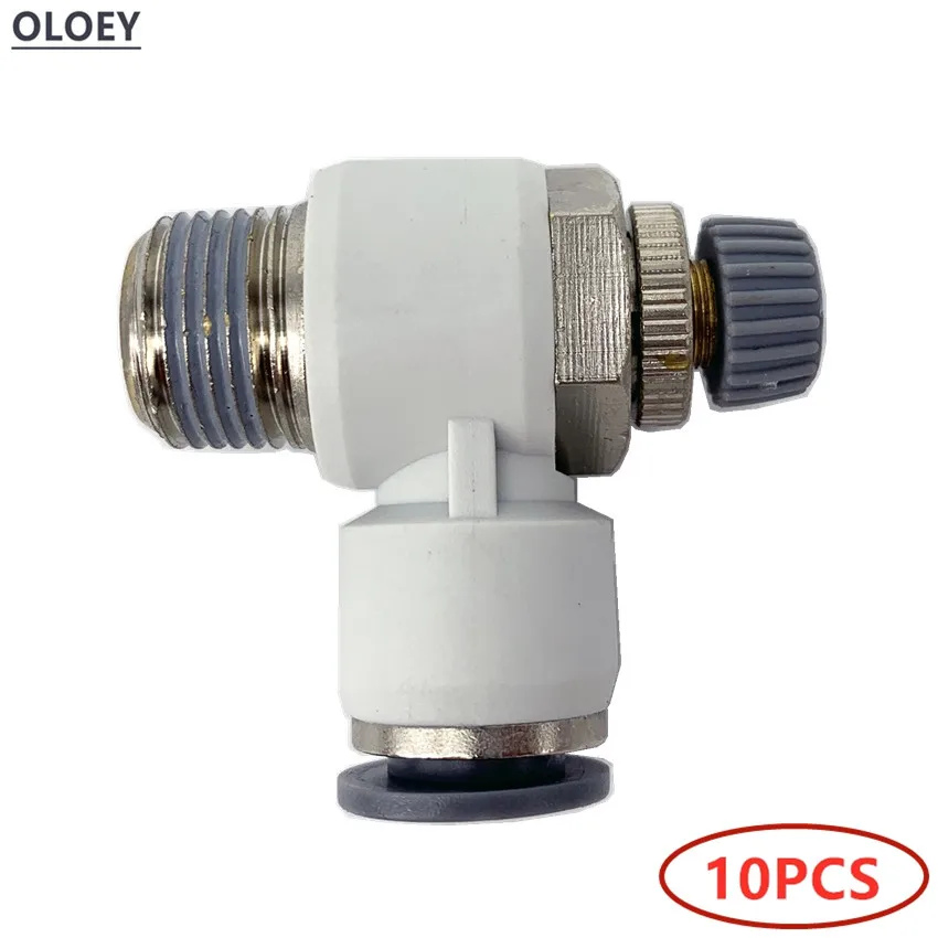 

10PCS SL Pneumatic Throttle Valve Quick Air Fitting Connector Push In Tube4 6 8 10 12mm Flow Controller 1/8"1/4"3/8"1/2"BSP Male